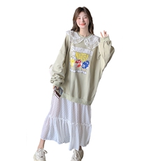 现货假两件拼接印花卫衣裙1008P135K198，女装连衣裙，2C176