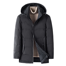 21冬季新款羽绒服男士白鸭绒连帽可脱卸休闲保暖外套HB1802-P300，男装羽绒服，电商B212（原钱塘6029）