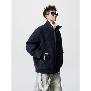 内里扎染卫衣假两件M-5XL大码面层PU皮男夹克JK78108P85控138图片