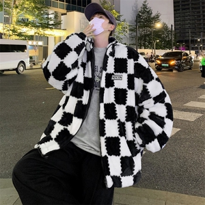 2023冬季复古棋盘格棉袄宽松加厚学生棉衣棉服外套W6107-P65图片