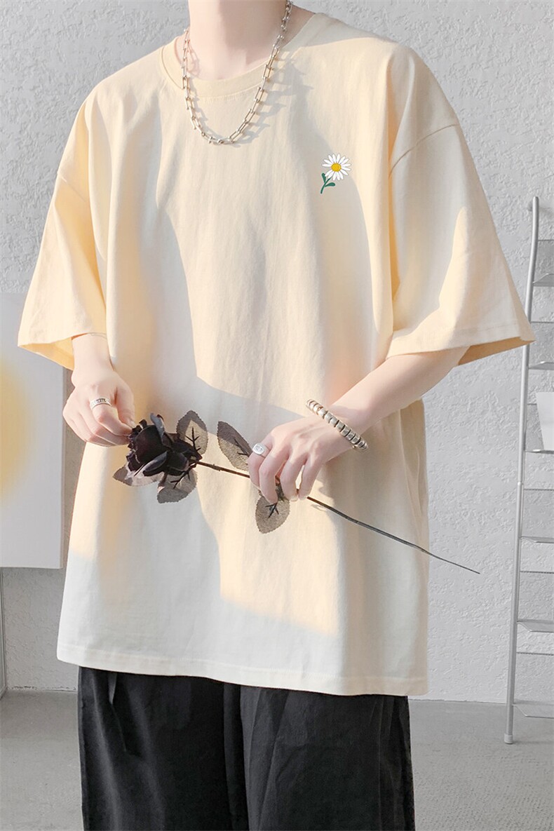已注册/夏季新款内景清新雏菊短袖T恤男潮宽松打底衫DT00465/P25,男装T恤,电商B316
