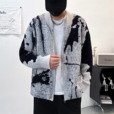 秋冬拉链开衫毛衣外套男半高领拼色渐变复古针织衫889-P61，男装针织衫/毛衣，星座1109-3
