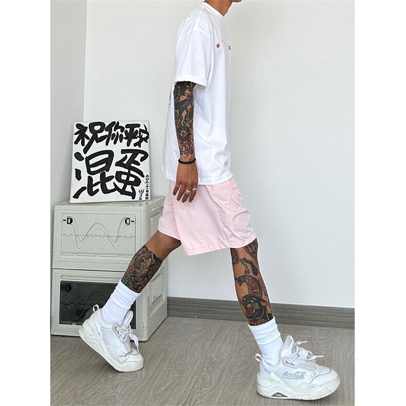 夏季痞帅冰丝薄款褶皱五分裤男高级感潮短裤DK2202特批25控48,男装牛仔裤,星座417-3