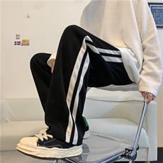 灯芯绒休闲裤男韩版潮流拼色条纹2023秋冬季新款ins长裤K2610-P32，男装休闲裤，星座412-3