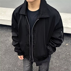 W05-P57藏青色飞行员夹克外套男秋冬款高级感cleanfit短款棉服，男装夹克，电商B323A