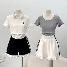 甜辣妹性感修身短裤女纯欲风减龄阔腿裤花边拼接双杠休闲百搭裤子，男装牛仔裤，星座1210-1