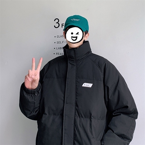 新款男百搭设计感纯色情侣港风棉衣M065-P90控148图片