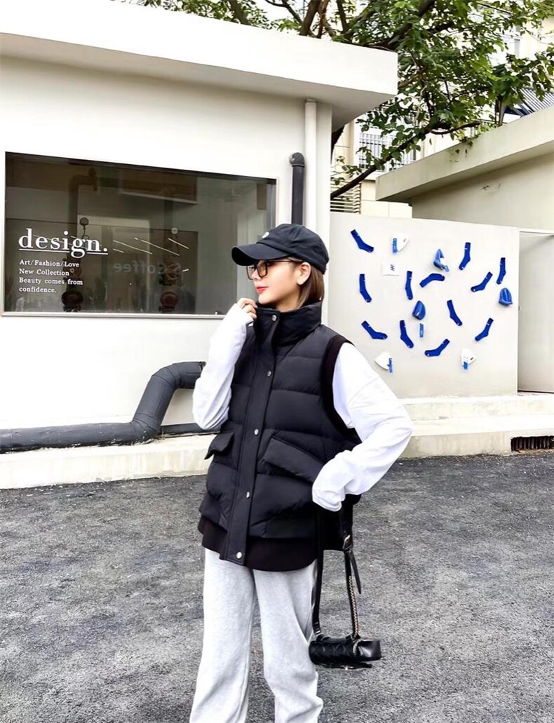 2021新款马甲拼接空气层羽绒服，女装马甲，优彩