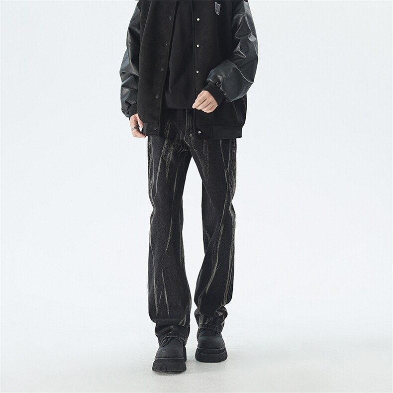 B221美式ins高街暗黑重工艺修身微喇牛仔裤LK24293-特P45控78,男装牛仔裤,电商B221