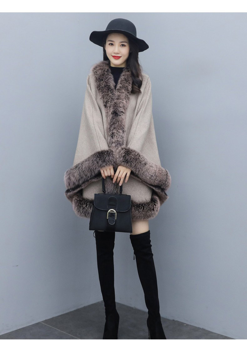 The new autumn and winter cape woolen coat is a versatile mid-length shawl for women, paired with a double-sided woolen cape coat pic 16