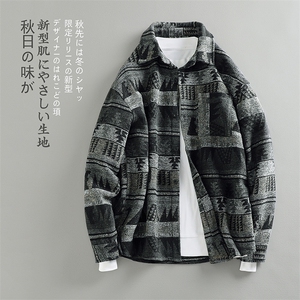 特P58无差价秋新毛呢复古民族风宽松男休闲大码呢料夹克外套J565图片
