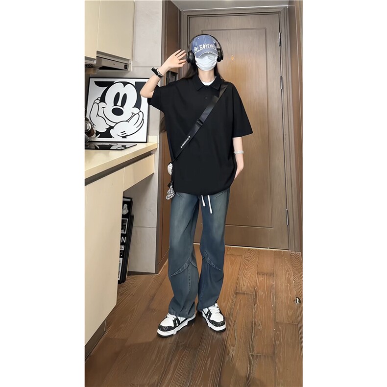 PL9001-P19-控39-大量现货POLO衫男短袖T恤潮牌纯色翻领透气网眼图片