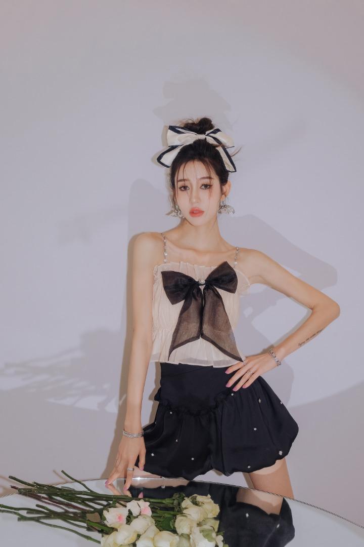 现货ceelphy小众设计师夏季新品蝴蝶结吊带背心,女装背心吊带,ceelphy