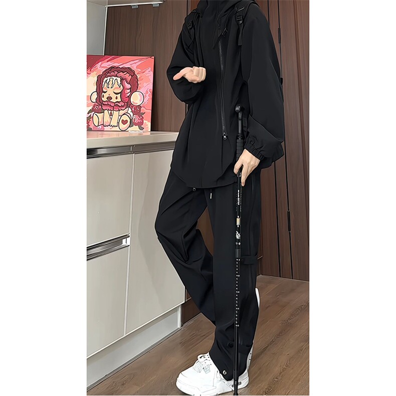 TZ80088021/P90套装个性多拉链夹克裤子男士宽松外套工装裤两件套，男装休闲套装，电商A141