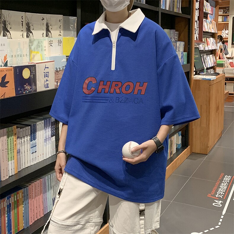 polo衫短袖男潮牌潮流百搭ins衣服夏季宽松美式日系t恤PL0375-P30,男装Polo衫,星座308B-1