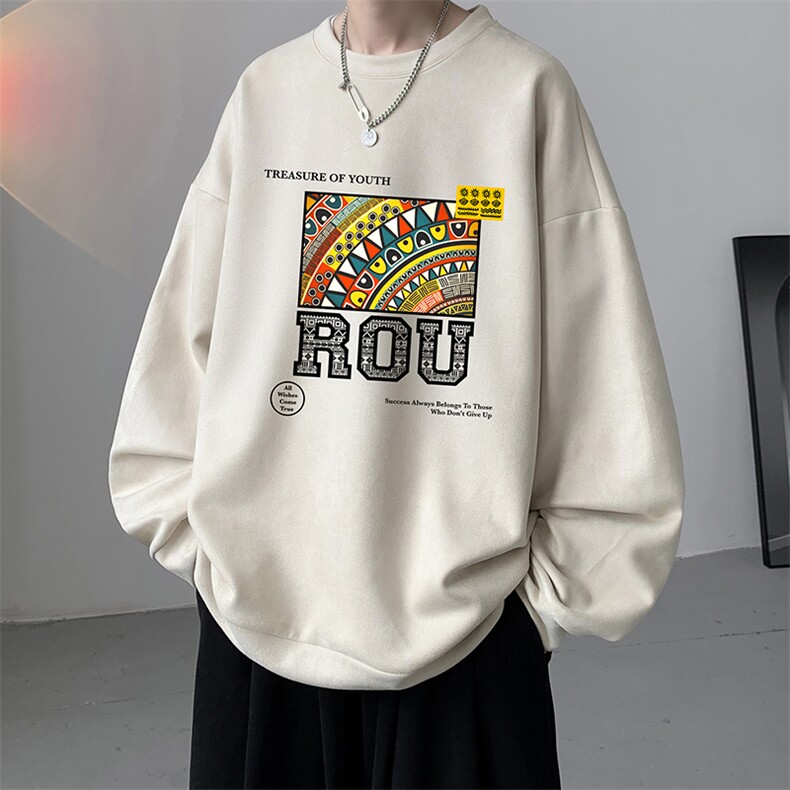 麂皮绒卫衣男大码重磅长袖t恤男JW81370-P35,男装卫衣,电商A040