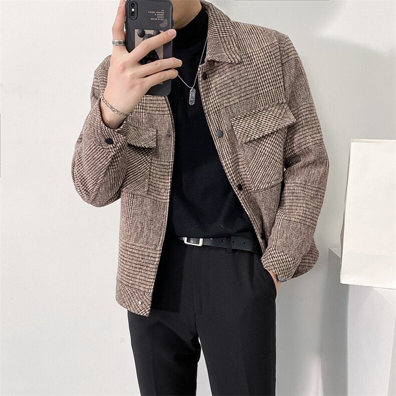 店主风轻熟小伙毛呢夹克休闲宽松修身外套男A236-JK-6015-P130,男装夹克,电商A236