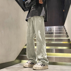 时尚高街复古纯黑色微喇牛仔裤男hiphop牛仔裤K790-特批45，男装牛仔裤，星座718-1