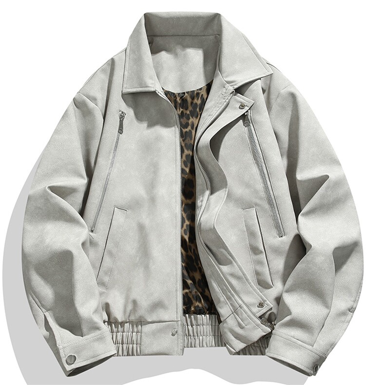 特批P80无差价美式潮牌解构感开衫外套男宽松休闲皮衣夹克JK857,男装皮衣,星座610B-1