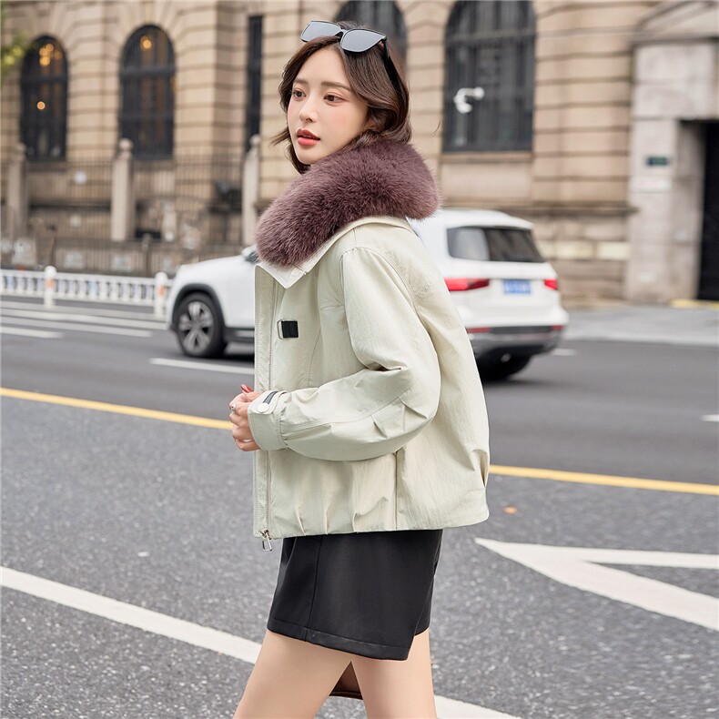 2026年冬季时尚修身可脱卸毛领棉衣棉服女,女装棉衣/棉服,微微衣阁