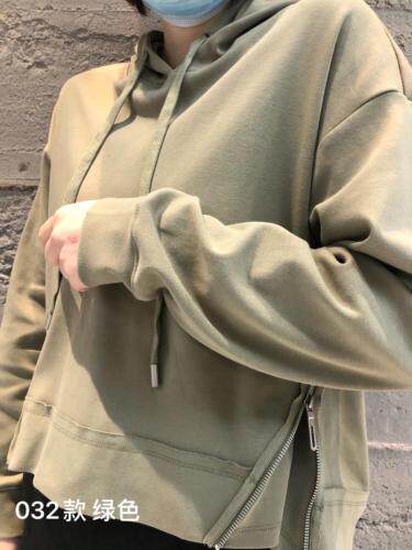 现货春设计感简易双拉链连帽卫衣女长袖休闲裤，女装卫衣/绒衫，ABout阿布