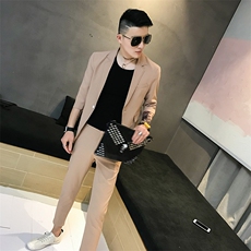 小西装套装男纯色正装社会小伙礼服纯色明线修身A，男装西服套装，星座406