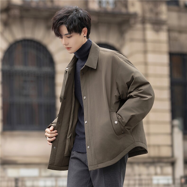 设计款羽绒服男冬装极简风白鸭绒防寒羽绒衬衫外套5157-P295控498,男装衬衫,电商A355（原A415）