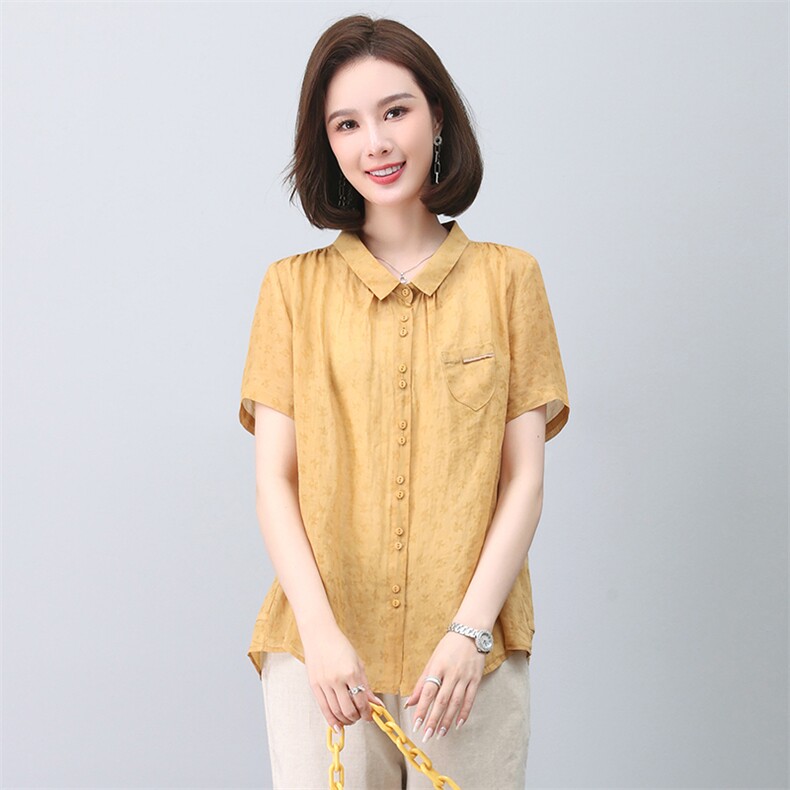 2023夏季纯苎麻刺绣简约气质宽松时尚休闲显瘦舒适上衣,女装衬衫,独衣靓