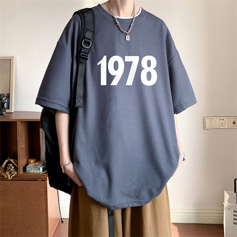 ！2024夏季新款男士字母印花华夫格短袖T恤半袖TXH331P25图片