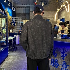 美式复古做旧机车风休闲宽松立领皮衣外套男女同款A140/P78，男装皮衣，星座506