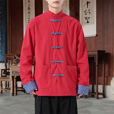 男士外套灯芯绒夹克盘扣立领唐装风XZ1512-2509单夹克-P80，男装夹克，星座1512