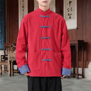 男士外套灯芯绒夹克盘扣立领唐装风 XZ1512-2509单夹克-P80图片