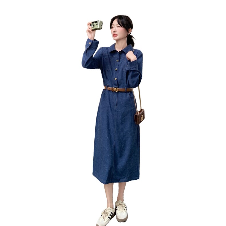 【档口现货】气质通勤衬衫领长袖连衣裙秋季新款5100-P145-K218,女装连衣裙,2C126