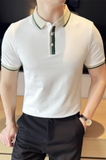 2026夏季新款织带高级感短袖T恤帅气翻领Polo衫T0281-P53，男装T恤，电商D342