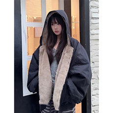 两面穿现货重磅短款座山雕棉衣男女双面穿毛毛绒棉服加厚外套，男装棉衣，电商A486-1