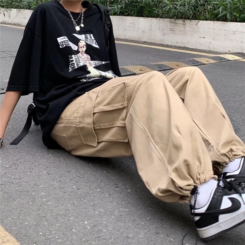 1506/QG590/P46四季纯棉大口袋工装裤潮痞帅休闲裤百搭工装裤图片