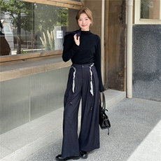 港风御姐显瘦套装女2025秋季新款轻熟打底衫复古马甲阔腿裤三件套，女装套装/套裙，2C236