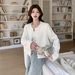 新中式刺绣亮片苎麻短外套女2025春季新款重工蕾丝钩花小香风上衣图片