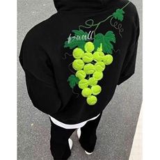 葡萄网球刺绣连帽卫衣男情侣秋冬纯棉宽松帽衫W76845，男装卫衣，星座1116A（原606A-3）