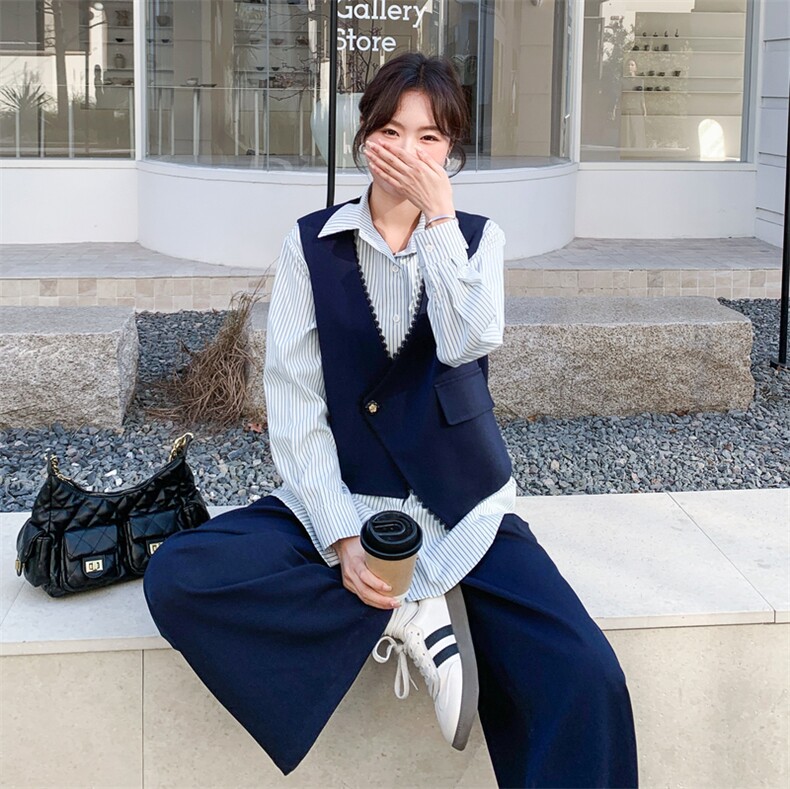 26春新款-韩式老钱风条纹马甲三件套2623-P200K328,女装套装/套裙,2B190