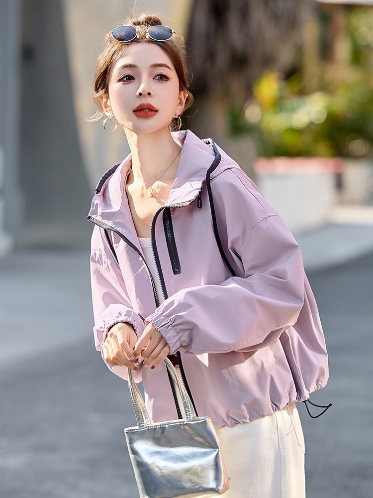 2025年春季新款休闲连帽短款外套女,女装短外套,沁沁公主