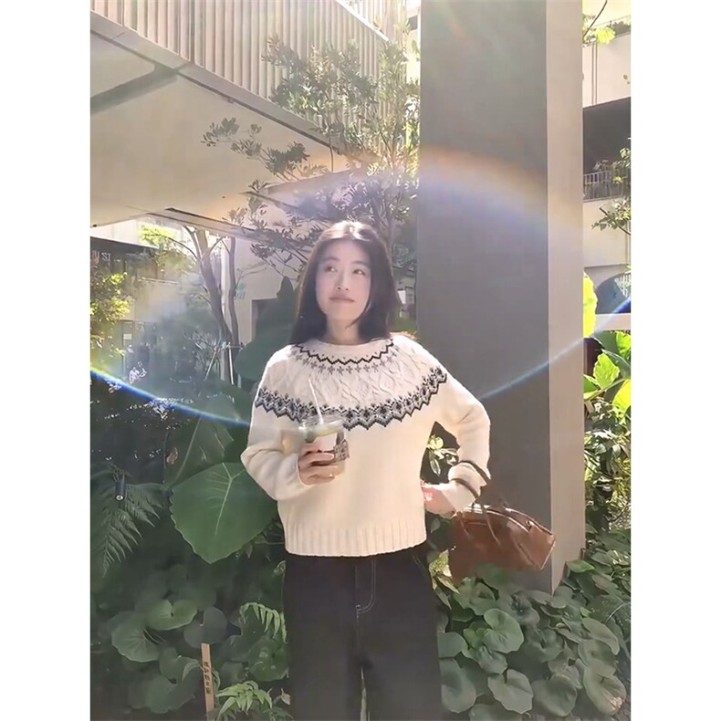 重磅秋冬装北极绒套头毛衣美式复古休闲慵懒风提花工艺针织衫外套,男装针织衫/毛衣,电商A486
