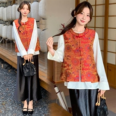 2026年春季新中式g风高级感提花设计感百搭无袖马甲，女装马甲，超帛