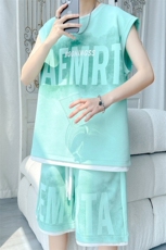 2025夏季新款旋律风车大码菠萝格短袖套装M-5XHQ24469-P60，男装休闲套装，电商A022
