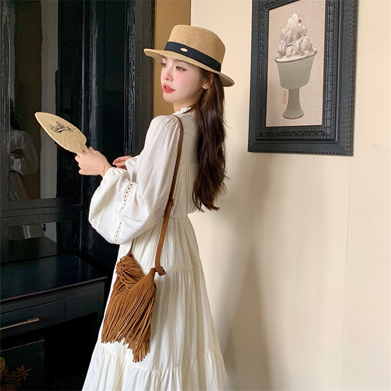 法式小个子白色衬衫连衣裙子女2025春季新款气质马甲长裙两件套,女装连衣裙,2C037