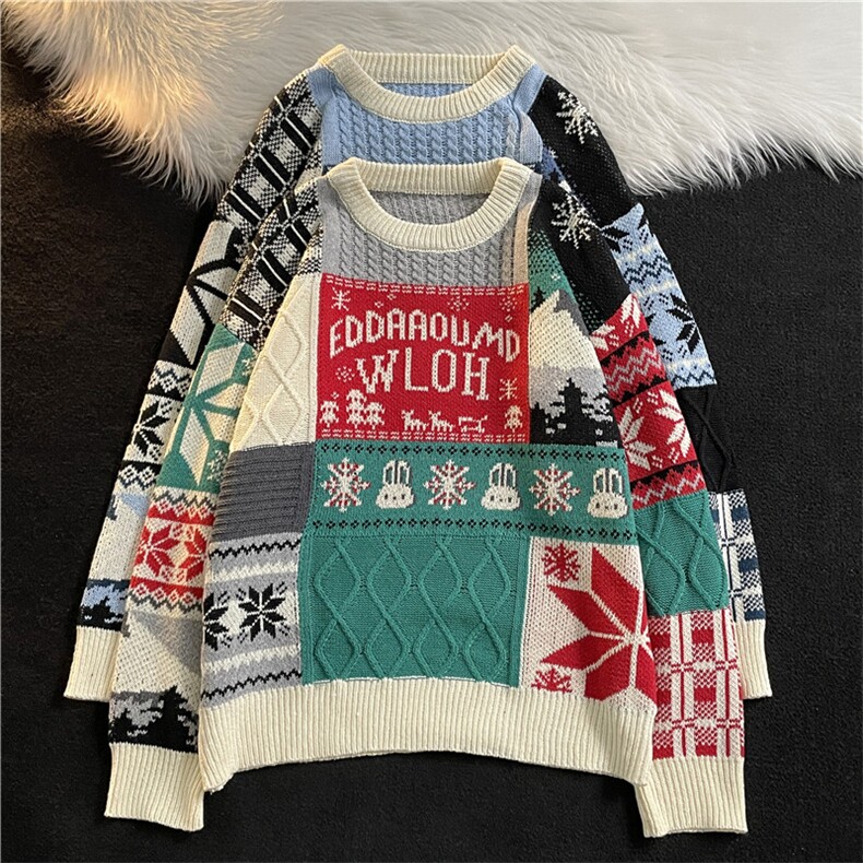 美式ins复古毛衣男秋冬季慵懒风宽松情侣针织衫MY0123-P55，男装针织衫/毛衣，星座308B-2