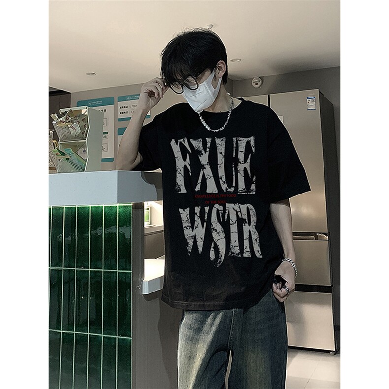 已做版权hiphop高街印花纯棉短袖T恤夏季高级感潮牌上衣T30-P25,男装T恤,星座205-5
