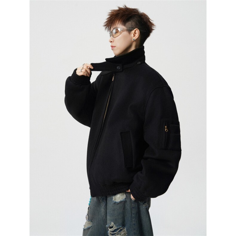 706-LK8025-P108现货冬季复古男士飞行棉服宽松呢料夹棉外套,男装棉衣,星座706