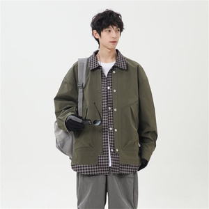 2025春季休闲痞帅工装假两件翻领夹克潮流外套XZ301b-2-JK2582P78图片