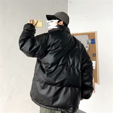 冬季新款棉袄男士外套短款棉服韩版潮流皮面棉衣情侣装MY14-p90图片